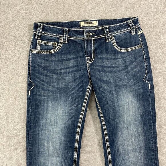 Rock & Roll Riding Denim Western Women's 31  Mid Rise Bootcut Jeans Dark Wash - Picture 7 of 8